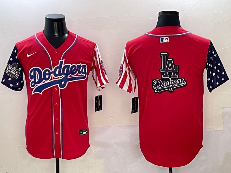 Men Los Angeles Dodgers Blank Red a generation of national flags Joint name 2025 Nike MLB Jersey style 27->los angeles dodgers->MLB Jersey